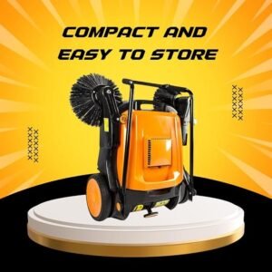 38 Inch Manual Floor Sweeper with Triple Broom and 12 Gallon Container - Image 4