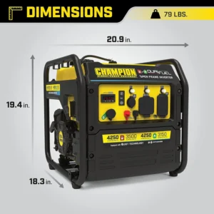 4250W Dual Fuel Inverter Generator 3500 Running Watts Gas Propane - Image 3