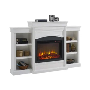 Ameriwood Lamont Mantel Fireplace 26 Inch Electric Fireplace with Storage - Image 2