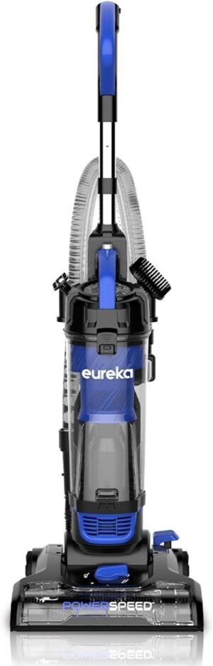 PowerSpeed Upright Vacuum Cleaner with Cyclone System, 5 Height Settings and Onboard Cleaning Tools, Blue & Black