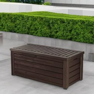 150 Gallon Outdoor Deck Box Lockable Resin Storage with 2-Person Bench Seat - Image 2
