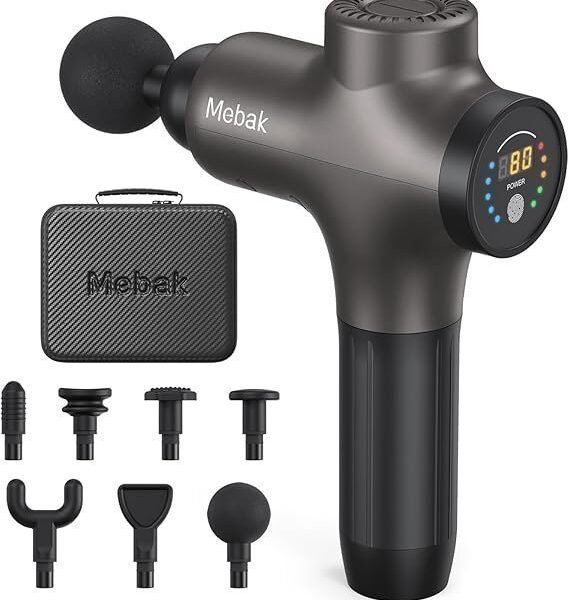 Mebak 3 Massage Gun with 7 Massage Heads, 5 Speeds,12mm Amplitude and LED Pressure Indicator