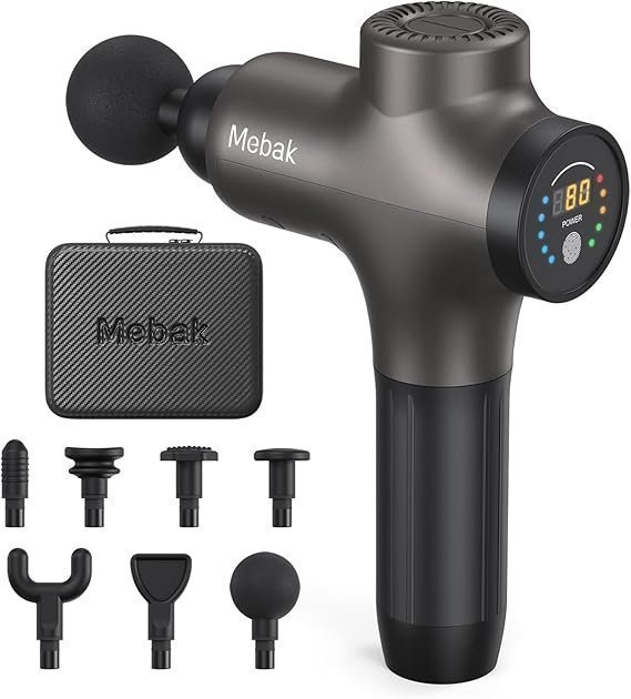 Mebak 3 Massage Gun with 7 Massage Heads, 5 Speeds,12mm Amplitude and LED Pressure Indicator Mebak 3 Massage Gun with 7 Massage Heads, 5 Speeds,12mm Amplitude and LED Pressure Indicator - Image 1