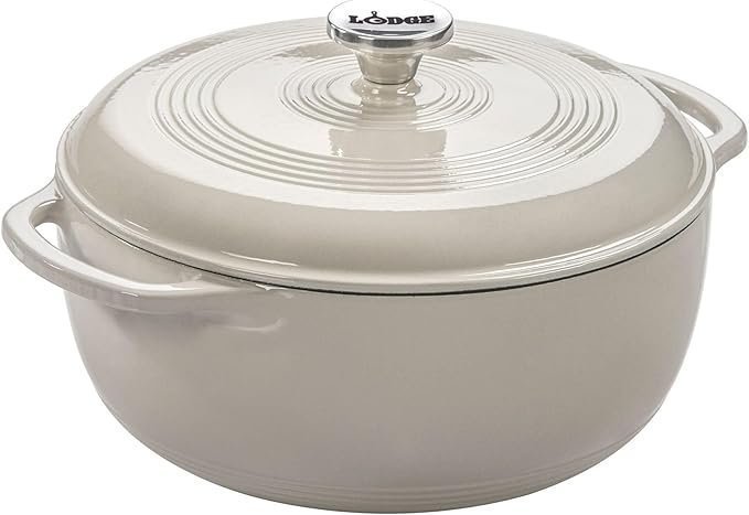Essential Enamel Dutch Oven 6-Quart Cast Iron Pot with Lid and Dual Handles, Oyster White Essential Enamel Dutch Oven 6-Quart Cast Iron Pot with Lid and Dual Handles, Oyster White - Image 1