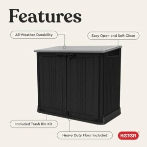 Outdoor Resin Storage Shed Store-It-Out Prime with Hydraulic Lid, Wide Doors and Ventilation, Black - Image 3