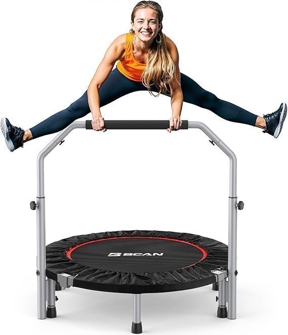 BCAN SP2 Foldable Trampoline Adjustable Handle Fitness Rebounder BCAN SP2 Foldable Trampoline Adjustable Handle Fitness Rebounder - Image 1
