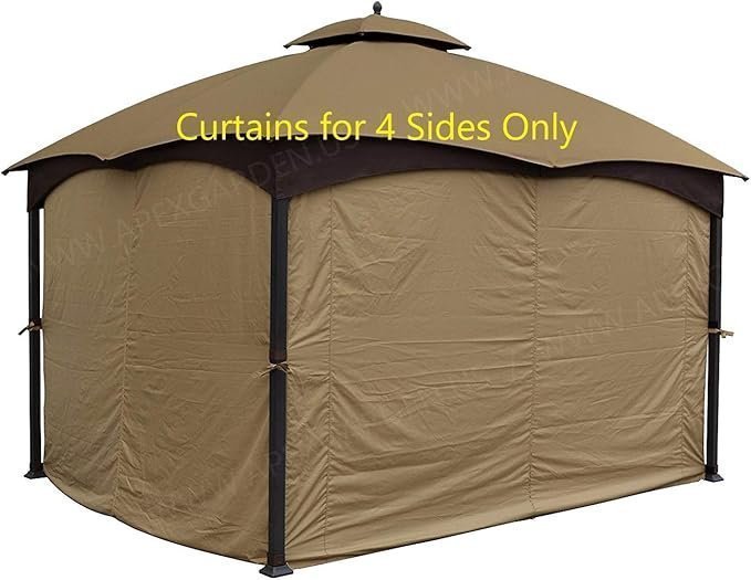 10x12 Gazebo Privacy Curtains 4 Side Replacement Set with Zippers, Grommets and Hanging Hardware, Beige 10x12 Gazebo Privacy Curtains 4 Side Replacement Set with Zippers, Grommets and Hanging Hardware, Beige - Image 1