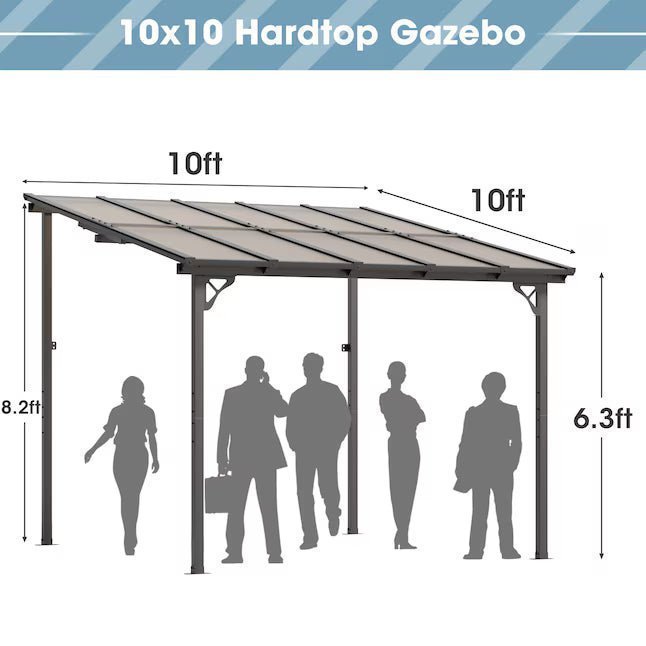 66015266.jpg 10 x 10 ft Aluminum Freestanding Pergola with Polycarbonate Roof - Image 1