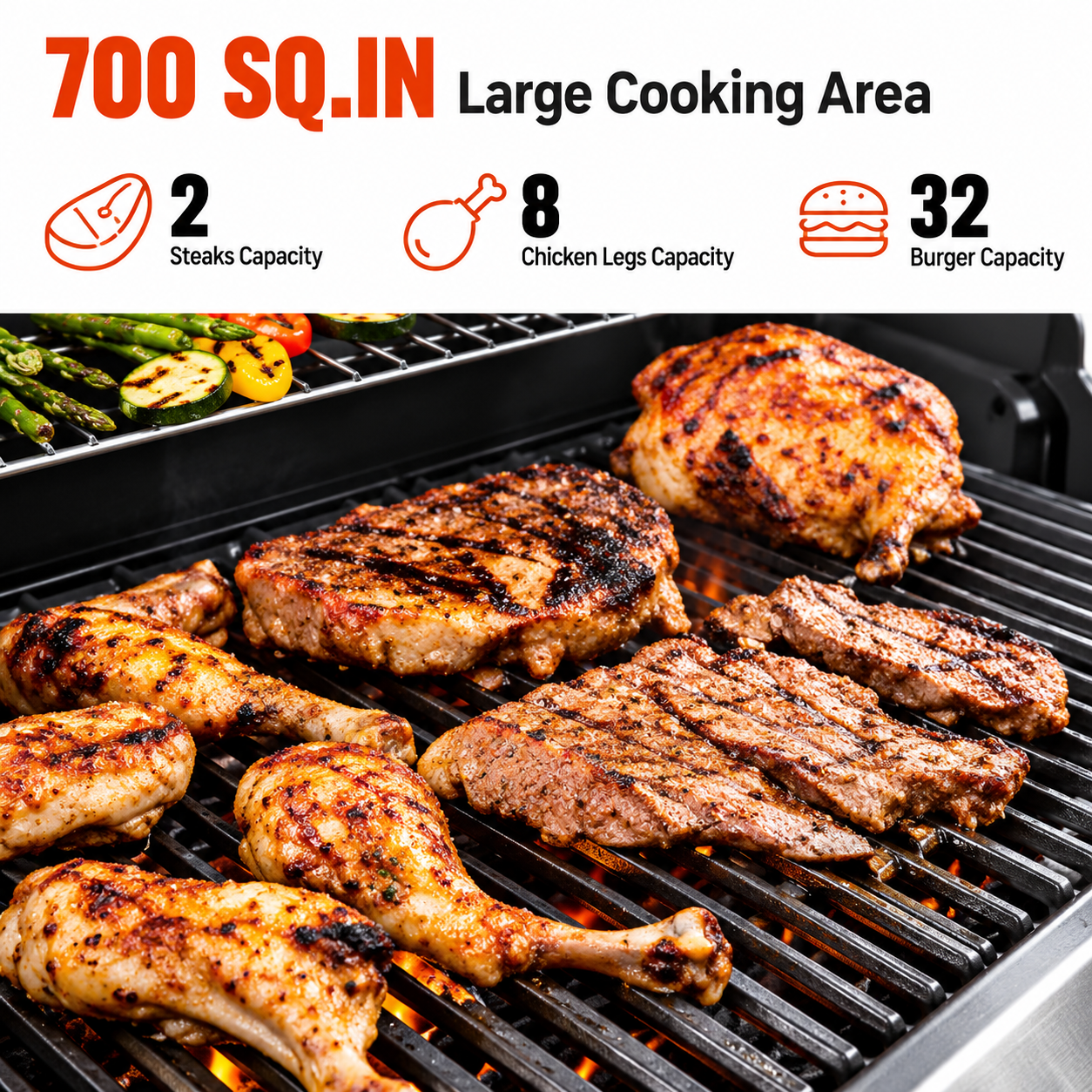 700-SQ.IN-Grilling-Capacity.png 4-Burner Propane Gas Grill with Side and Sear Burners - Image 1