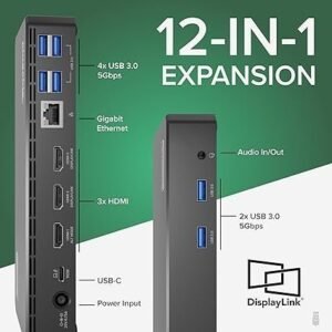 USB-C Triple Display Docking Station with 100W Power Delivery, 3 HDMI Outputs, 6 USB 5Gbps Ports and Gigabit Ethernet - Image 3