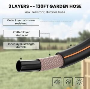 Giraffe Tools 130 FT Retractable Garden Hose Reel with 1/2 Inch Hose and 180 Degree Swivel Bracket - Image 3