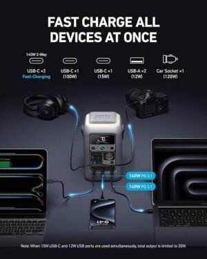 Anker SOLIX C300 DC 288Wh 300W LiFePO4 Portable Power Station - Image 4