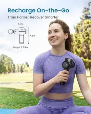 Active+ Percussion Massage Gun with 5 Speeds, 10mm Amplitude, App Control and 5 Massage Heads - Image 2