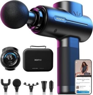 Active+ Percussion Massage Gun with 5 Speeds, 10mm Amplitude, App Control and 5 Massage Heads