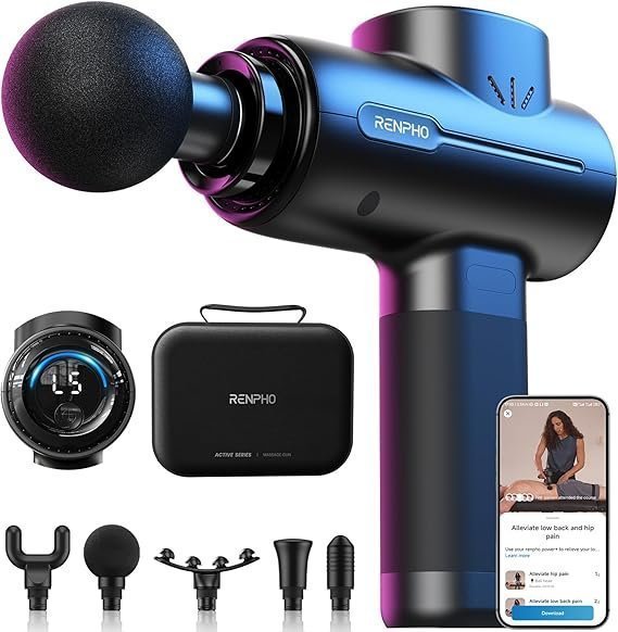 Active+ Percussion Massage Gun with 5 Speeds, 10mm Amplitude, App Control and 5 Massage Heads Active+ Percussion Massage Gun with 5 Speeds, 10mm Amplitude, App Control and 5 Massage Heads - Image 1