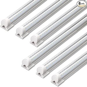 4FT LED Shop Lights 40W 5500LM 5000K V-Shape T8 Fixtures Pack of 6
