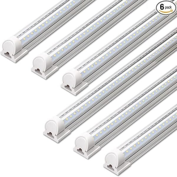 4FT LED Shop Lights 40W 5500LM 5000K V-Shape T8 Fixtures Pack of 6