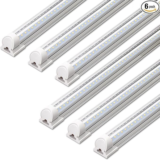 4FT LED Shop Lights 40W 5500LM 5000K V-Shape T8 Fixtures Pack of 6 4FT LED Shop Lights 40W 5500LM 5000K V-Shape T8 Fixtures Pack of 6 - Image 1