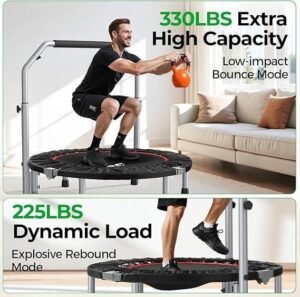 BCAN SP2 Foldable Trampoline Adjustable Handle Fitness Rebounder - Image 3