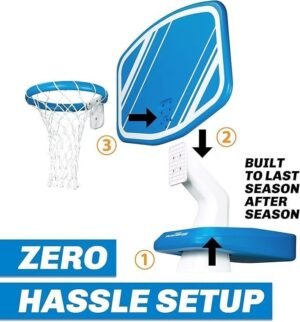 Splash Hoop PRO Basketball Poolside Game with 34 Inch Backboard, 2 Water Basketballs and Ball Pump - Image 3