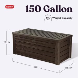 150 Gallon Outdoor Deck Box Lockable Resin Storage with 2-Person Bench Seat - Image 4