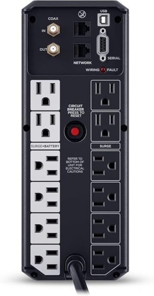 CP1500AVRLCD3 LCD UPS System 1500VA 900W with 12 Outlets, AVR, Color Display and USB-A & USB-C Ports - Image 2