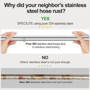 SPECILITE Stainless Steel Hose 200 FT Garden Hose with 8-Pattern Nozzle - Image 2