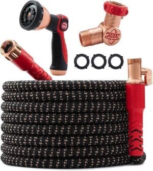 Pocket Hose Copper Head 100 FT Expandable Garden Hose with 360 Degree Pocket Pivot