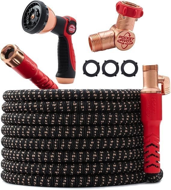Pocket Hose Copper Head 100 FT Expandable Garden Hose with 360 Degree Pocket Pivot Pocket Hose Copper Head 100 FT Expandable Garden Hose with 360 Degree Pocket Pivot - Image 1