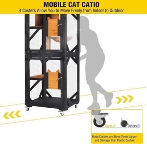 Aivituvin Outdoor Cat Catio 3-Tier Enclosure with Wheels, Resting Box & Hammock - Image 4