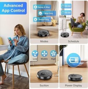 G8000 Max Robot Vacuum 5000Pa Vacuum and Mop with 150-Minute Runtime and App Control - Image 2