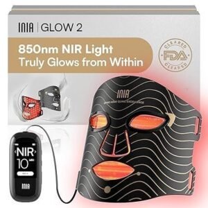 INIA LED Face Mask with 220 LED Chips, 4 Light Modes, 850nm NIR, 2600mAh Rechargeable Controller and Timer, Black