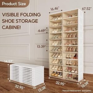 10 Tier Shoe Organizer with Clear Magnetic Doors, Foldable Design and 40-Pair Capacity - Image 3