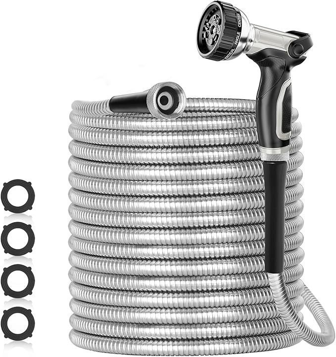 SPECILITE Stainless Steel Hose 200 FT Garden Hose with 8-Pattern Nozzle SPECILITE Stainless Steel Hose 200 FT Garden Hose with 8-Pattern Nozzle - Image 1
