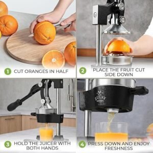 Zulay Cast Iron Juicer Manual Citrus Press for Lemons, Oranges & Grapefruit - Image 3