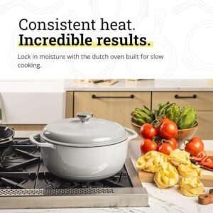 Essential Enamel Dutch Oven 6-Quart Cast Iron Pot with Lid and Dual Handles, Oyster White - Image 4