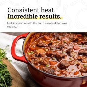 Essential Enamel Dutch Oven 6 Quart Cast Iron Pot with Lid and Dual Handles, Island Spice Red - Image 3