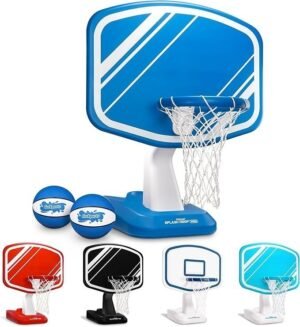 Splash Hoop PRO Basketball Poolside Game with 34 Inch Backboard, 2 Water Basketballs and Ball Pump