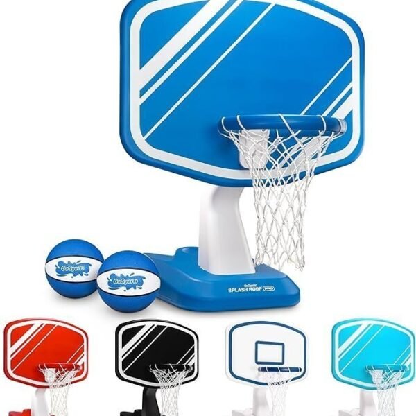 Splash Hoop PRO Basketball Poolside Game with 34 Inch Backboard, 2 Water Basketballs and Ball Pump