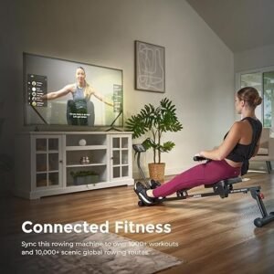 Sunny Health Compact Rower 12-Level Hydraulic Resistance Rowing Machine - Image 5