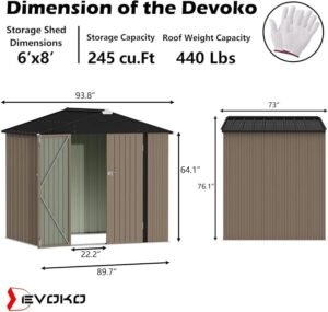 8x6 Metal Storage Shed with Lockable Door - Image 4