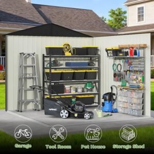 8x8 Metal Outdoor Storage Shed White - Image 4