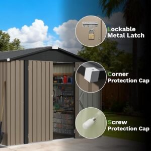 8x8 Metal Outdoor Storage Shed White - Image 3