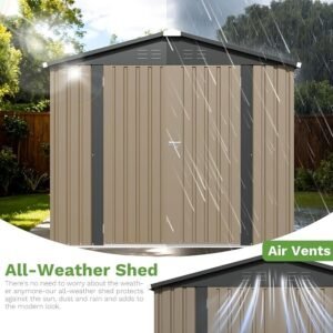 8x8 Metal Outdoor Storage Shed White - Image 2