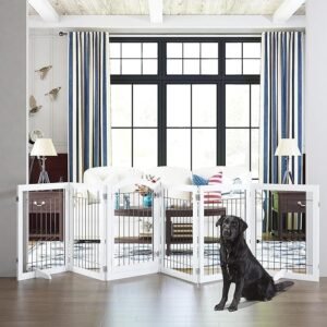 PAWLAND Freestanding Dog Gate 144-Inch Wide 6-Panel Pet Gate with Walk-Through Door - Image 4
