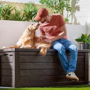 150 Gallon Outdoor Deck Box Lockable Resin Storage with 2-Person Bench Seat - Image 5