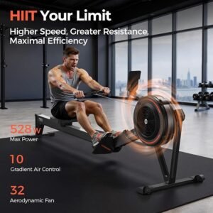 Air Resistance Rowing Machine with LCD Display and Heart Rate Monitoring - Image 6