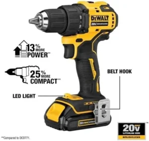 20V Compact Drill Combo with Brushless Drill Driver, Impact Driver, Variable Speed and LED Work Light - Image 2