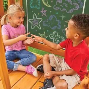 Cedar Wooden Swing Set with Slide, Climbing Wall and Swings - Image 3