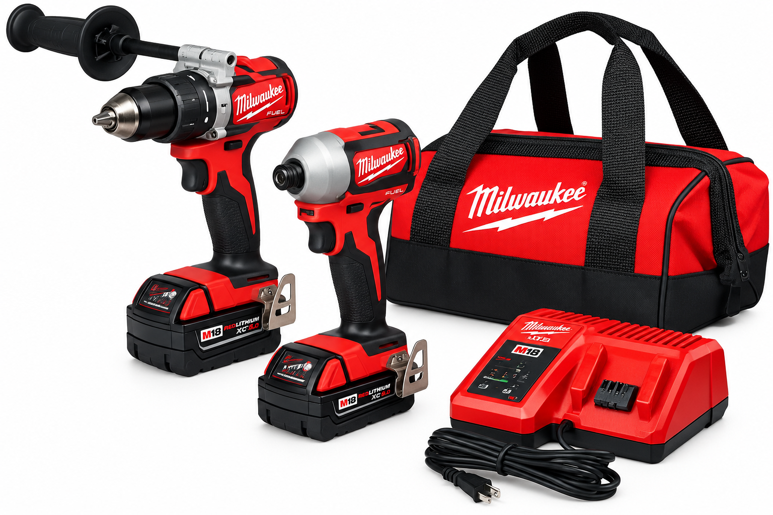 18V Cordless Combination Kit 2 Tool Set with Two Lithium Ion Batteries, M18 System Compatible 18V Cordless Combination Kit 2 Tool Set with Two Lithium Ion Batteries, M18 System Compatible - Image 1